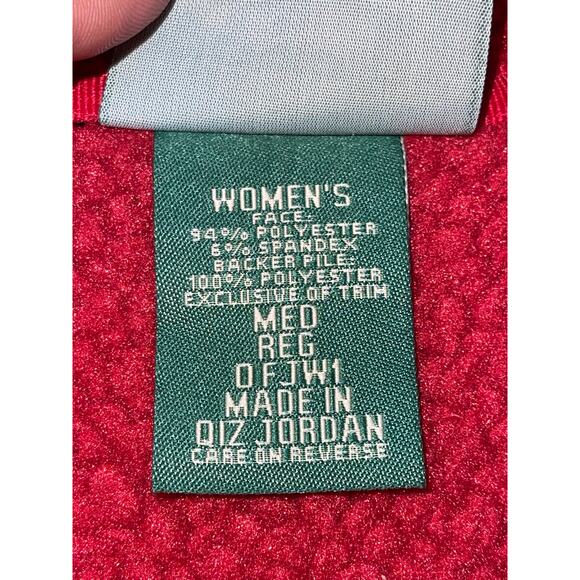 Womens LL Bean Vintage Jacket Red Fleece Lined Zip Up‎ Nylon Shell Pockets M - Picture 6 of 7